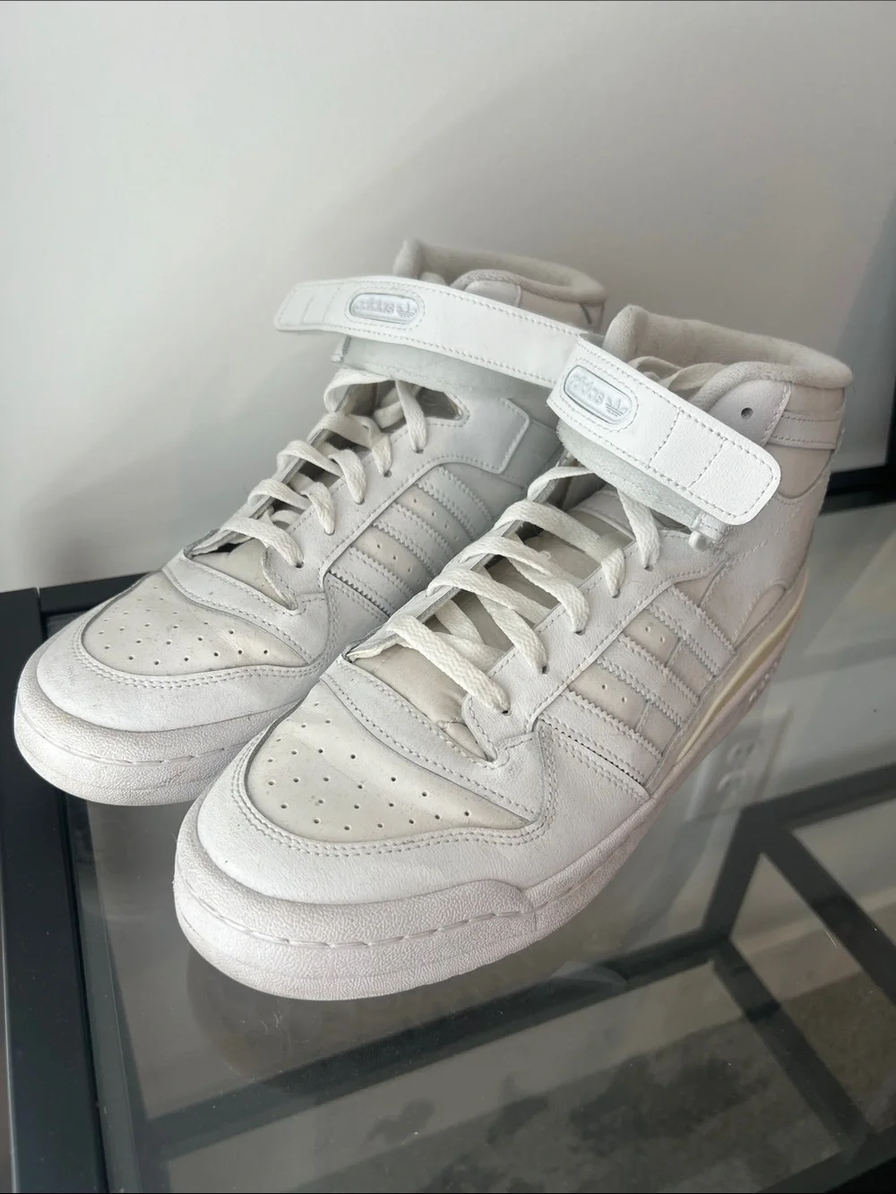 Men’s Adidas High Top, White Sneakers